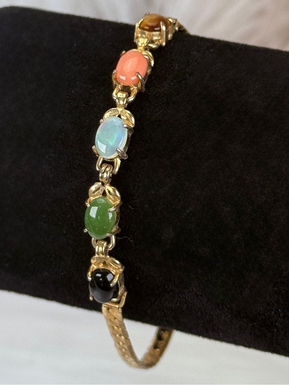 Beautiful, goldtone, multicolored stone tennis bracelet